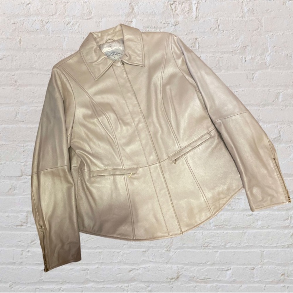 Lamb Leather Jacket Bradley by Bradley Bayou Champagne Color Pearlized